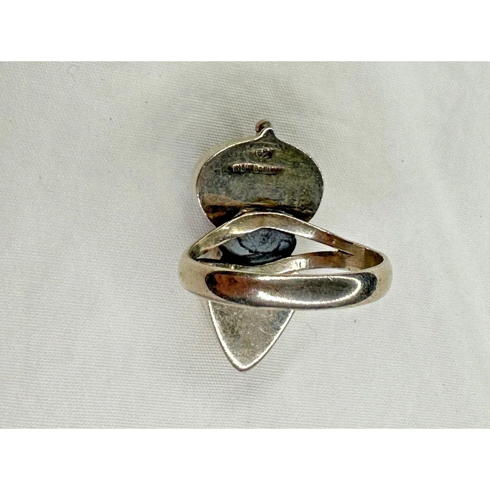 Nightbreed Creations Ring Amethyst Abalone Shell Sterling Silver 925‎ Sz 7 MOD